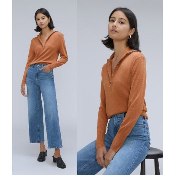 Everlane Sweaters - NEW Everlane The Luxe Merino Half Zip Sweater Wool Yak Hair Tawny XS